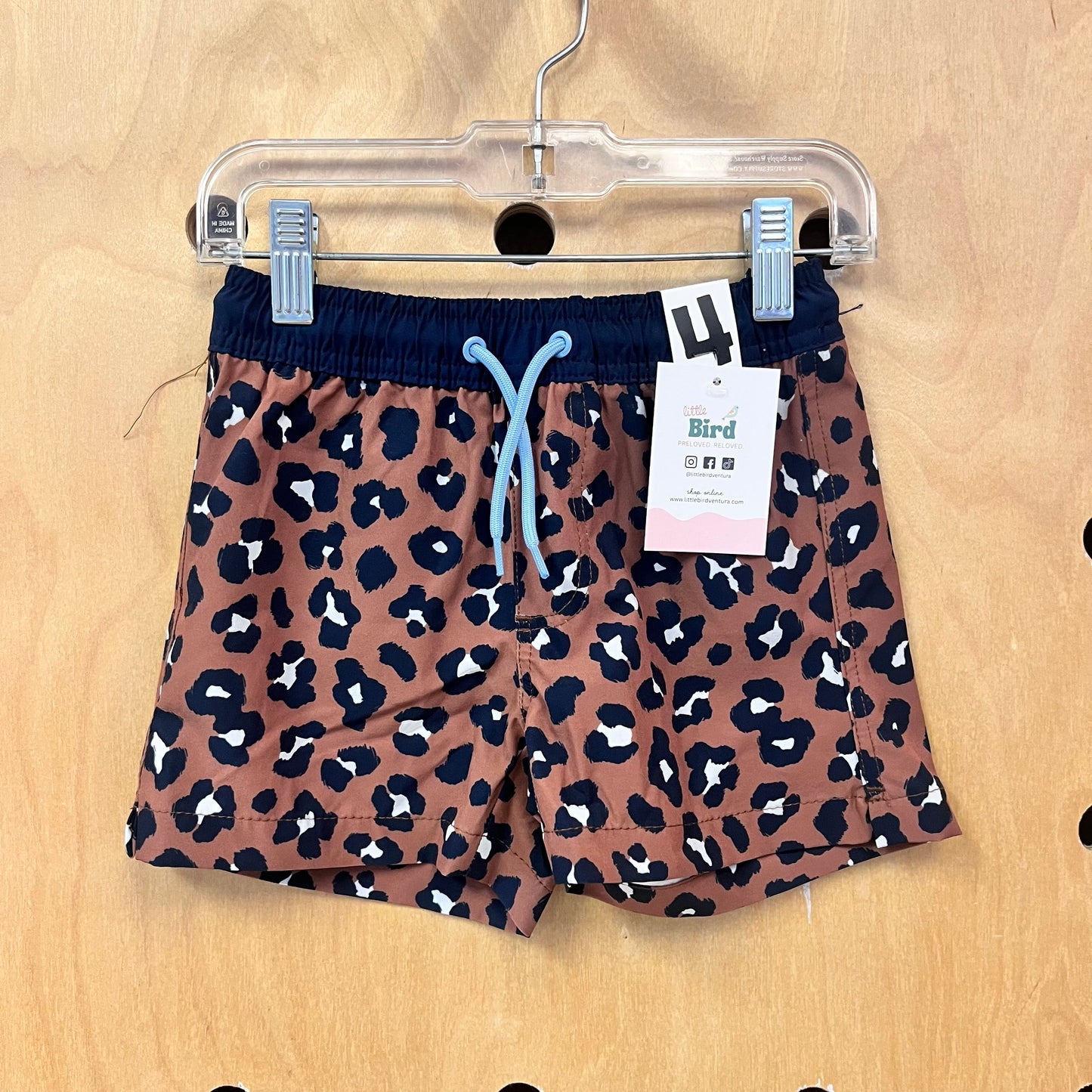 Brown Animal Print Swim Shorts NEW!