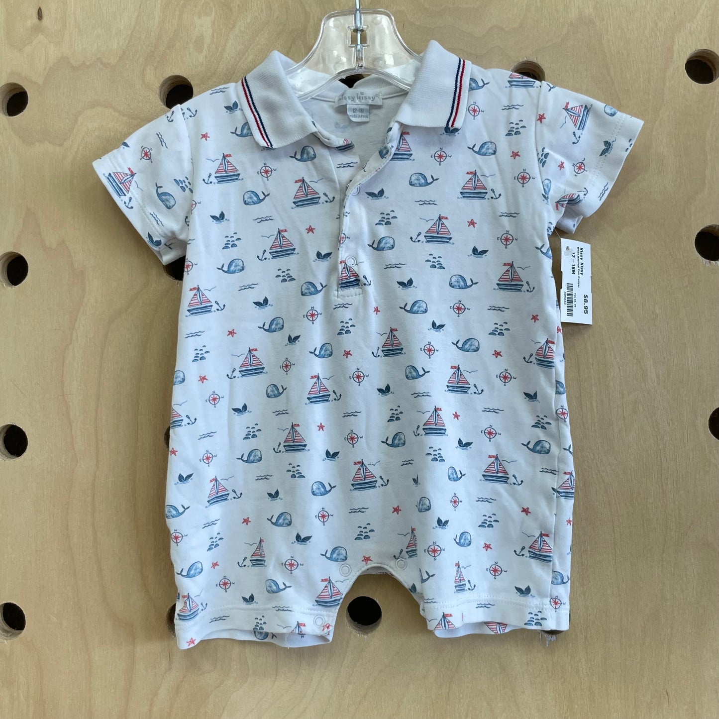 White Nautical Polo Romper