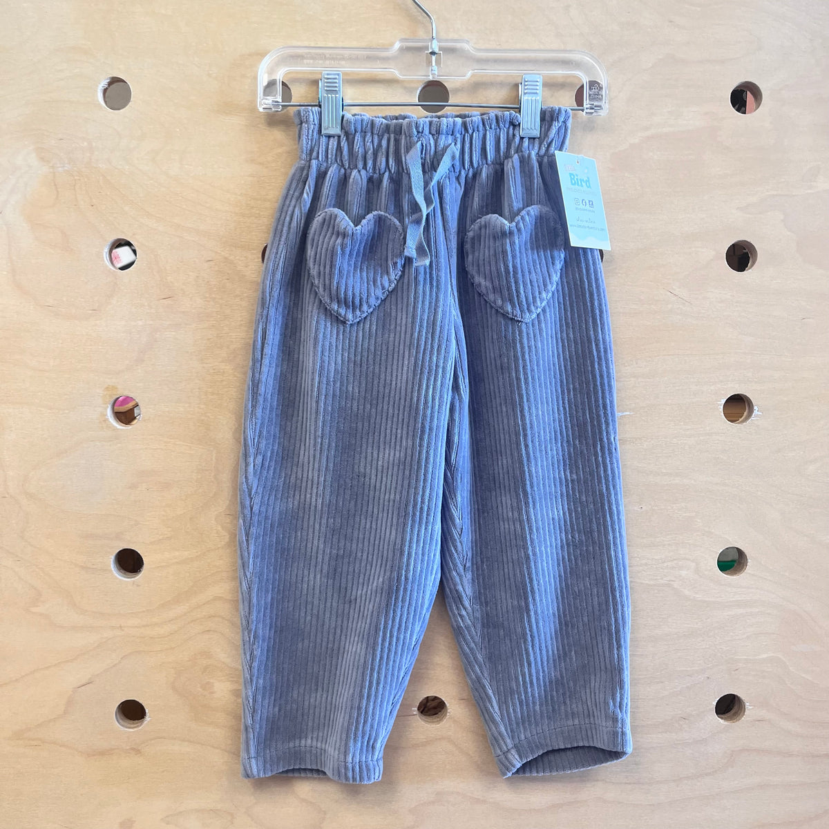 Grey Ribbed Heart Pocket Soft Pants