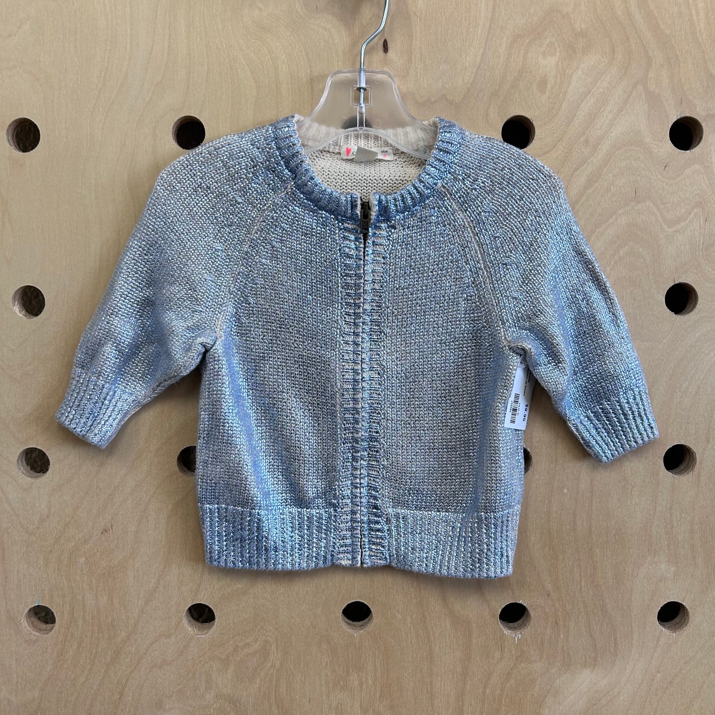 Blue Shimmer Zip Sweater