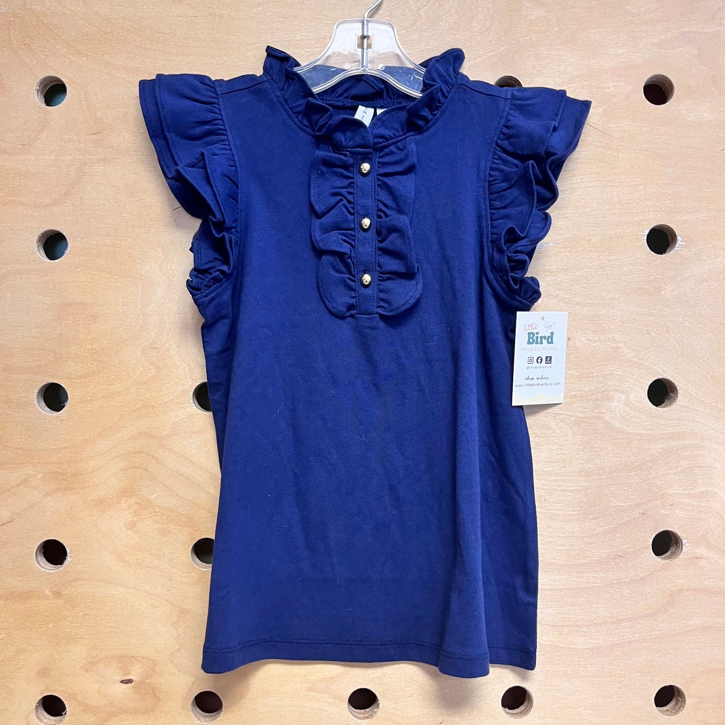 Navy/Gold Buttons Ruffle Tank NEW!