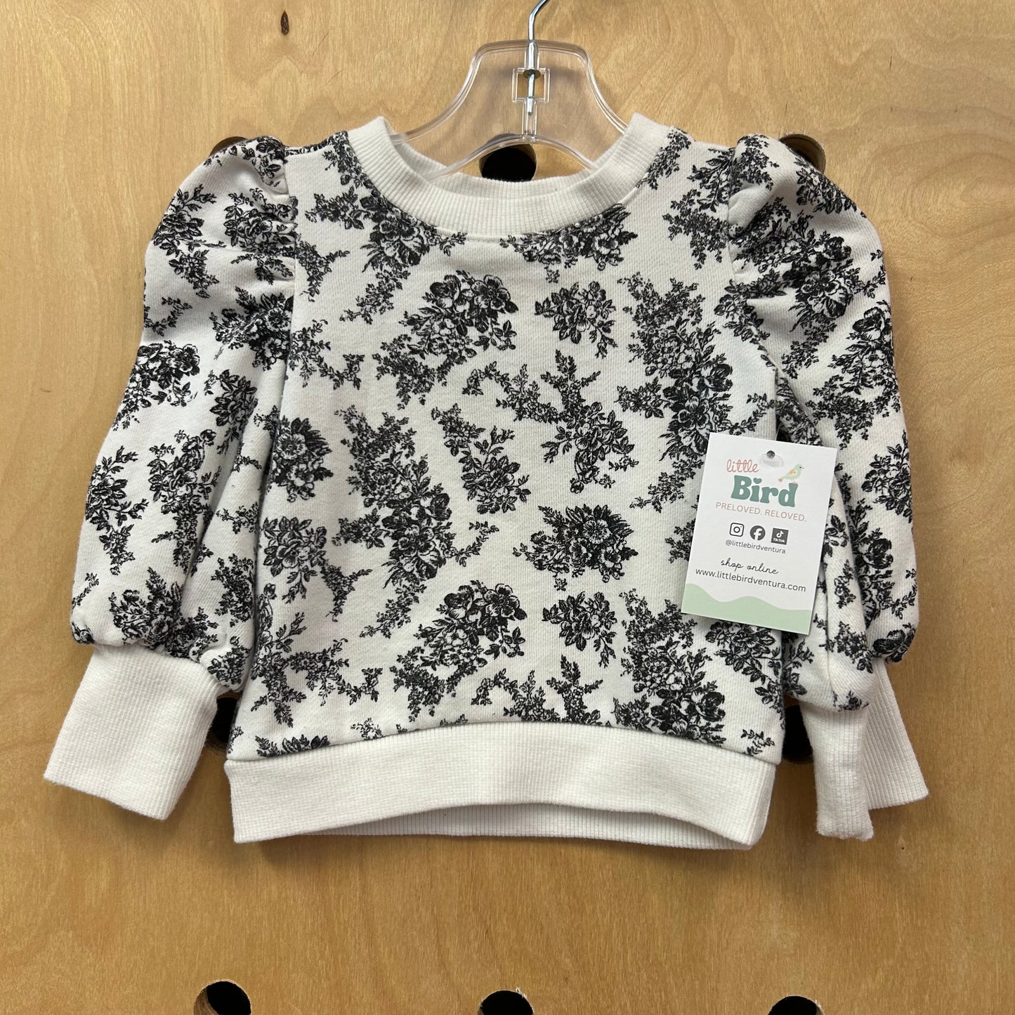 White/Black Floral Crewneck