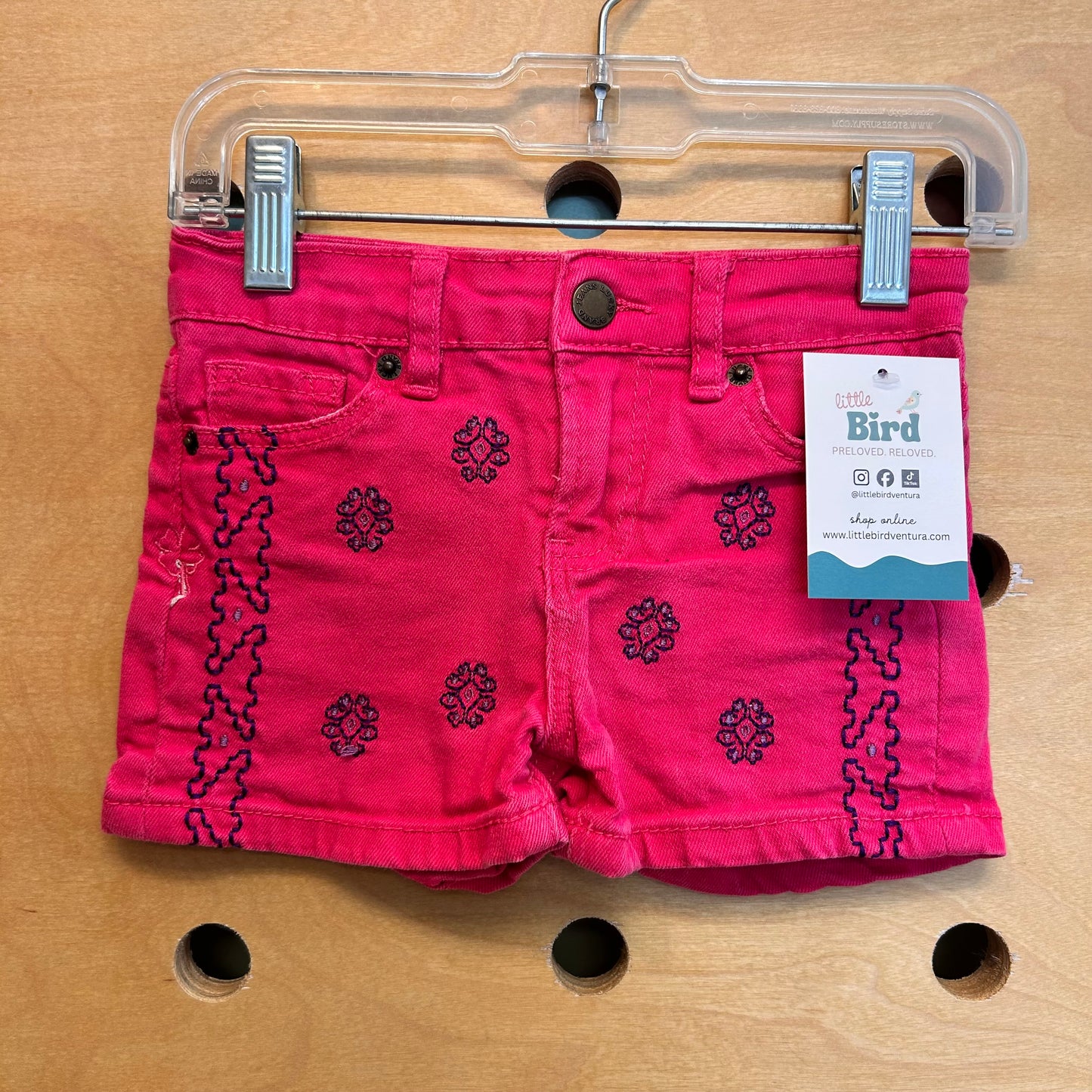 Embroidered Denim Riley Short Shorts