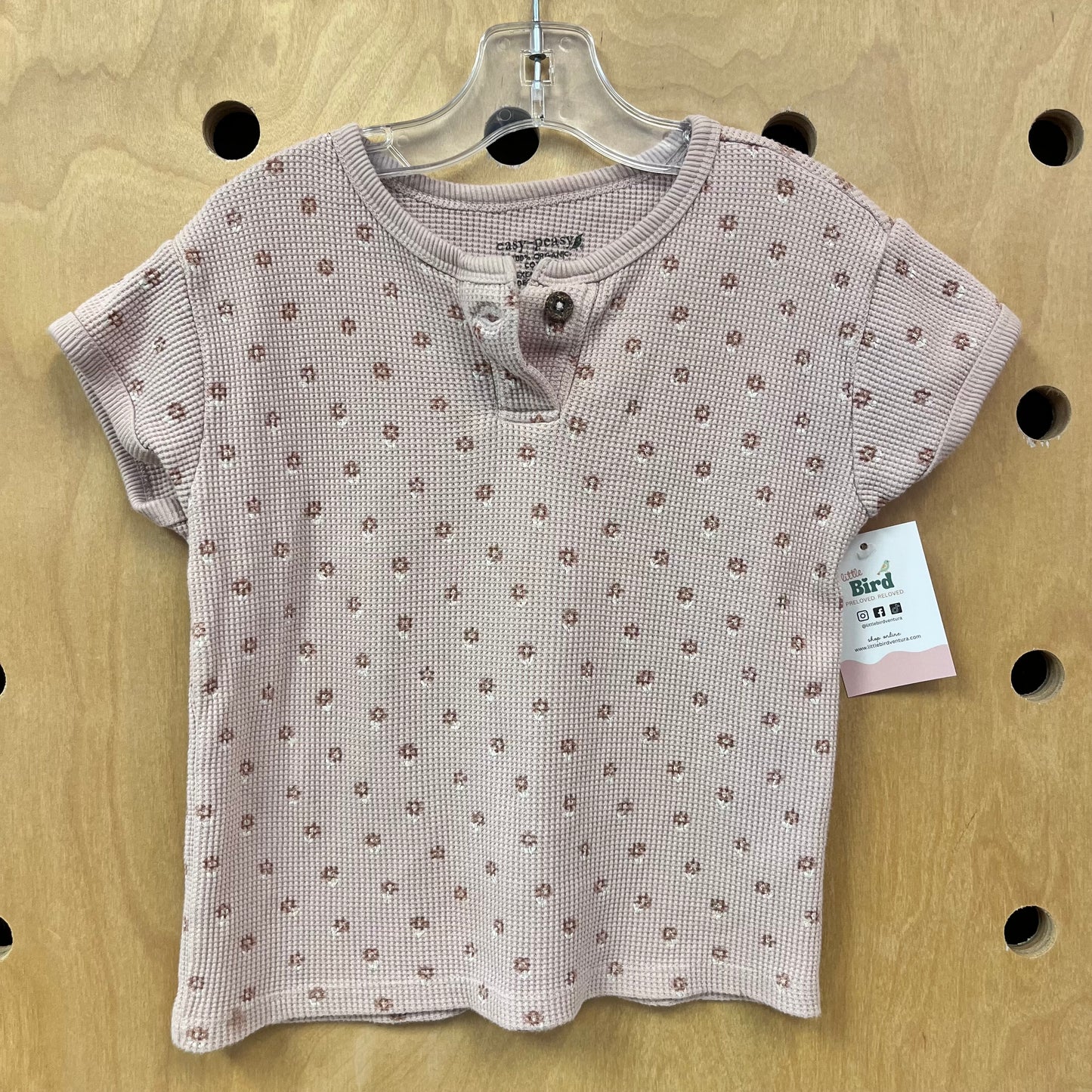 Dusty Pink Floral Organic Waffle Knit Top