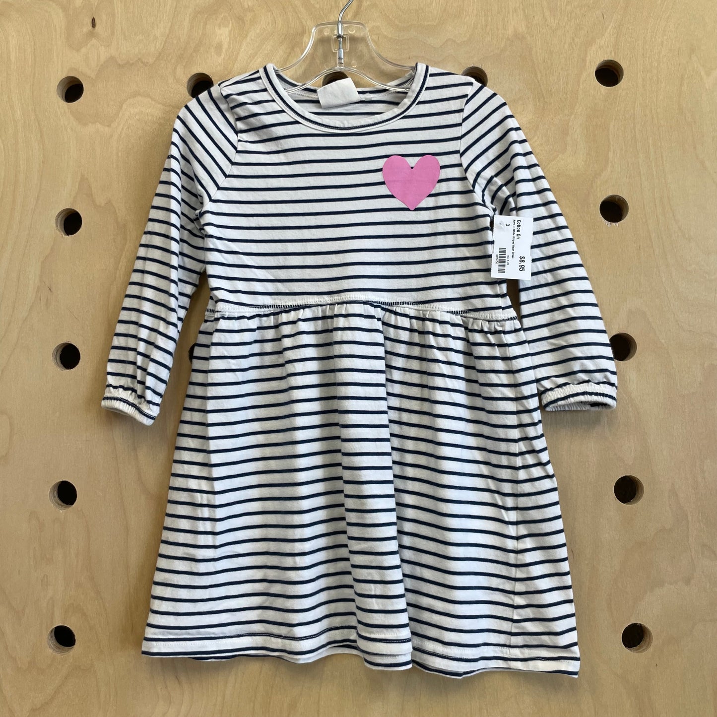 Navy + White Striped Heart Dress