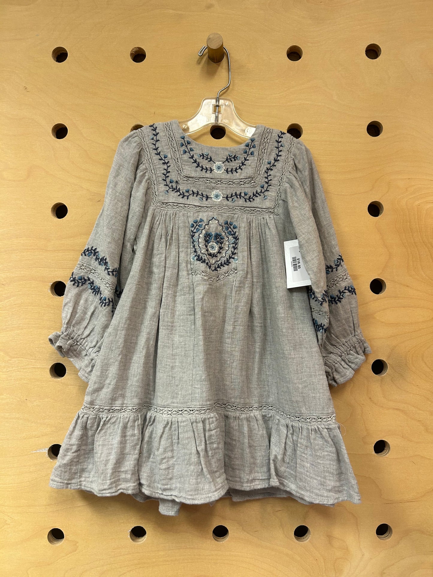 Grey & Blue Embroidered Dress