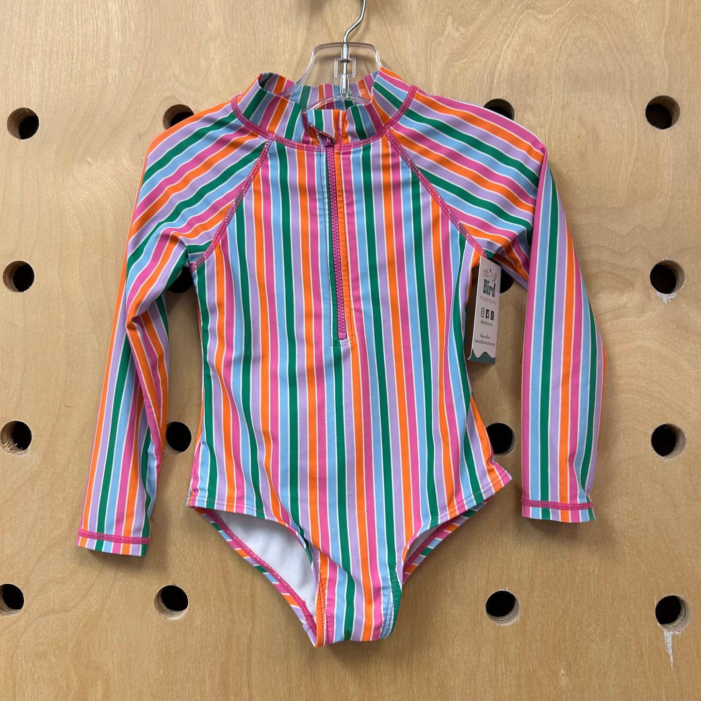Striped Zip Swimsuit