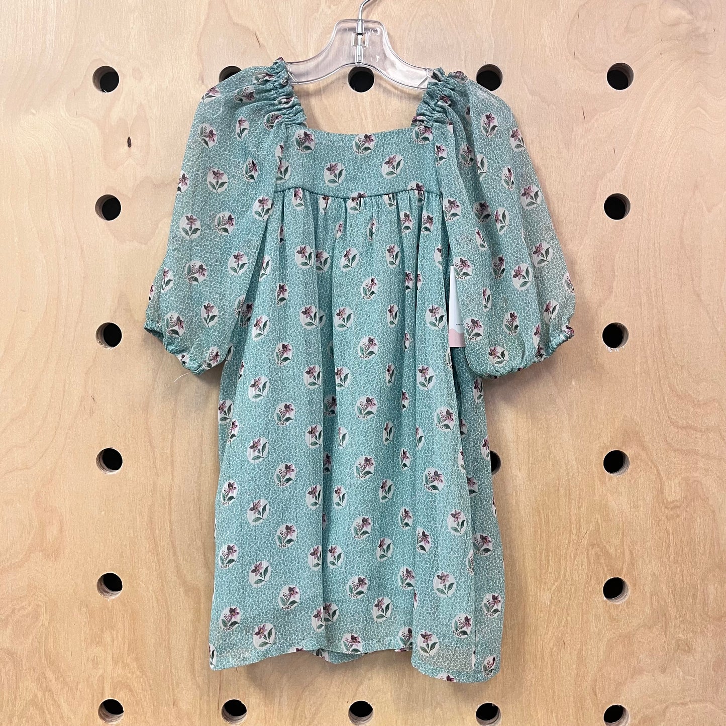 Green Floral Chiffon Dress