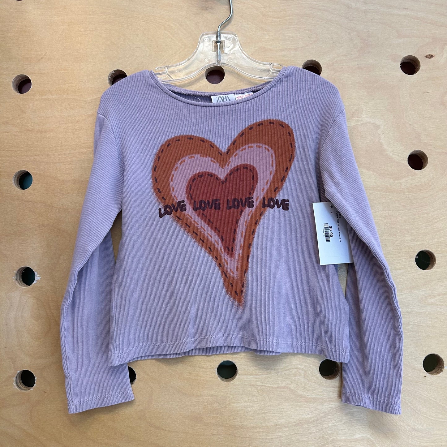 Purple Ribbed Love Heart Top