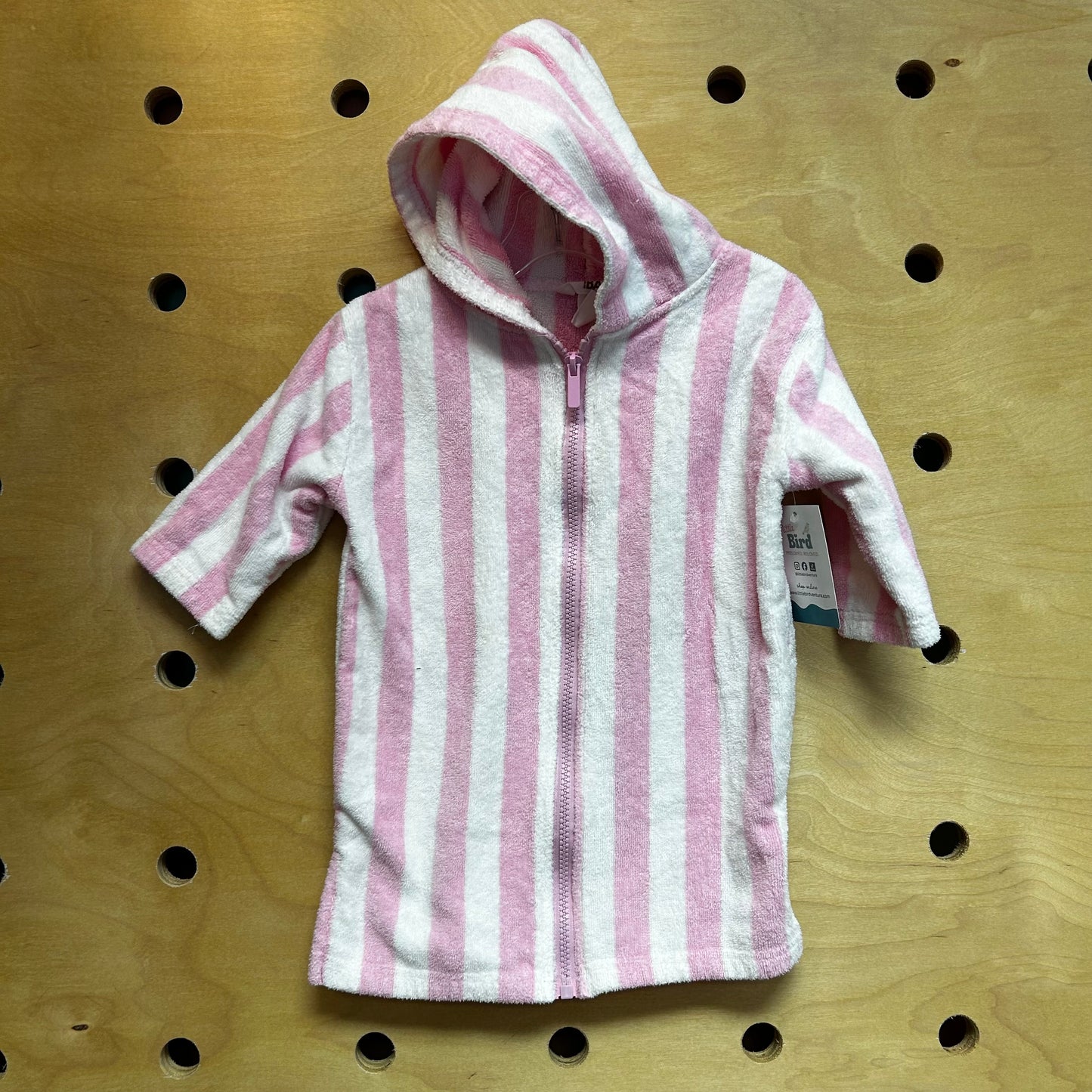 Striped Zip Terry Swim Cover