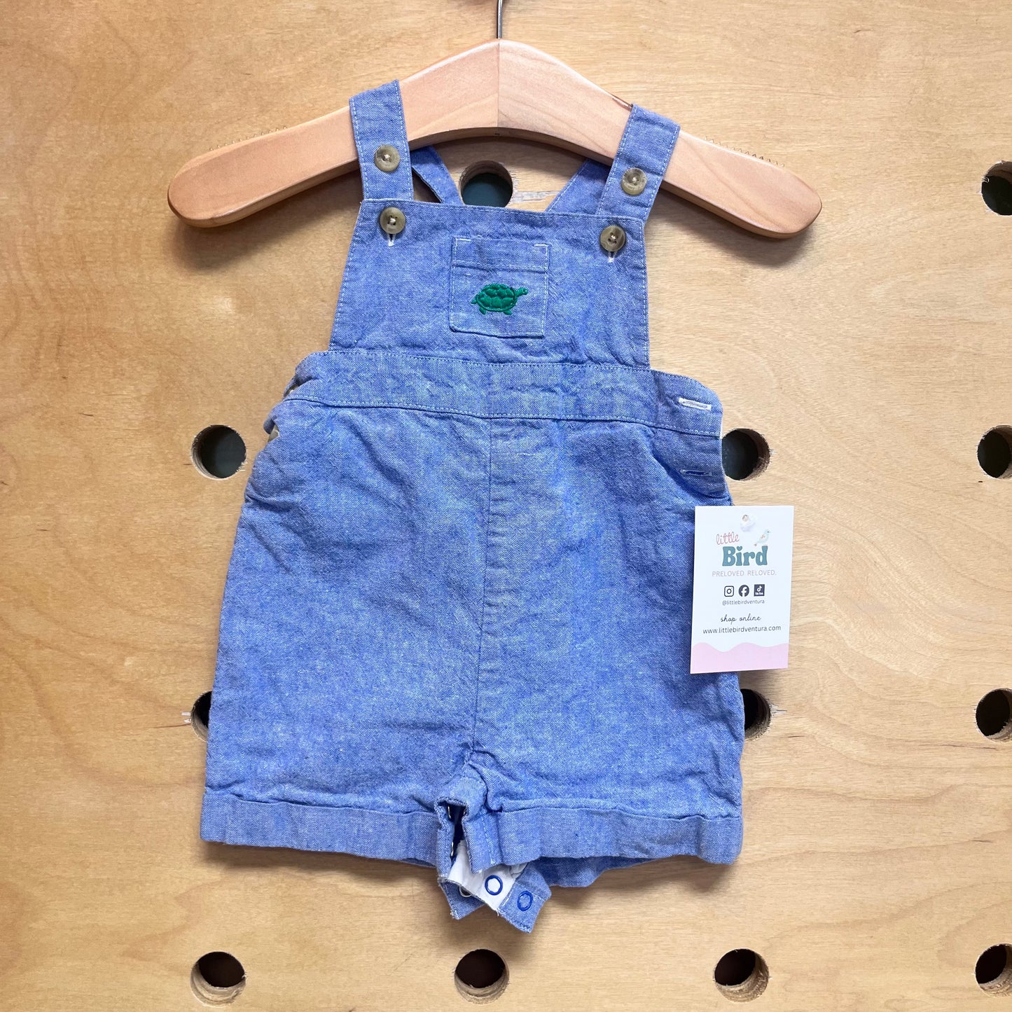 Embroidered Turtle Chambray Coveralls