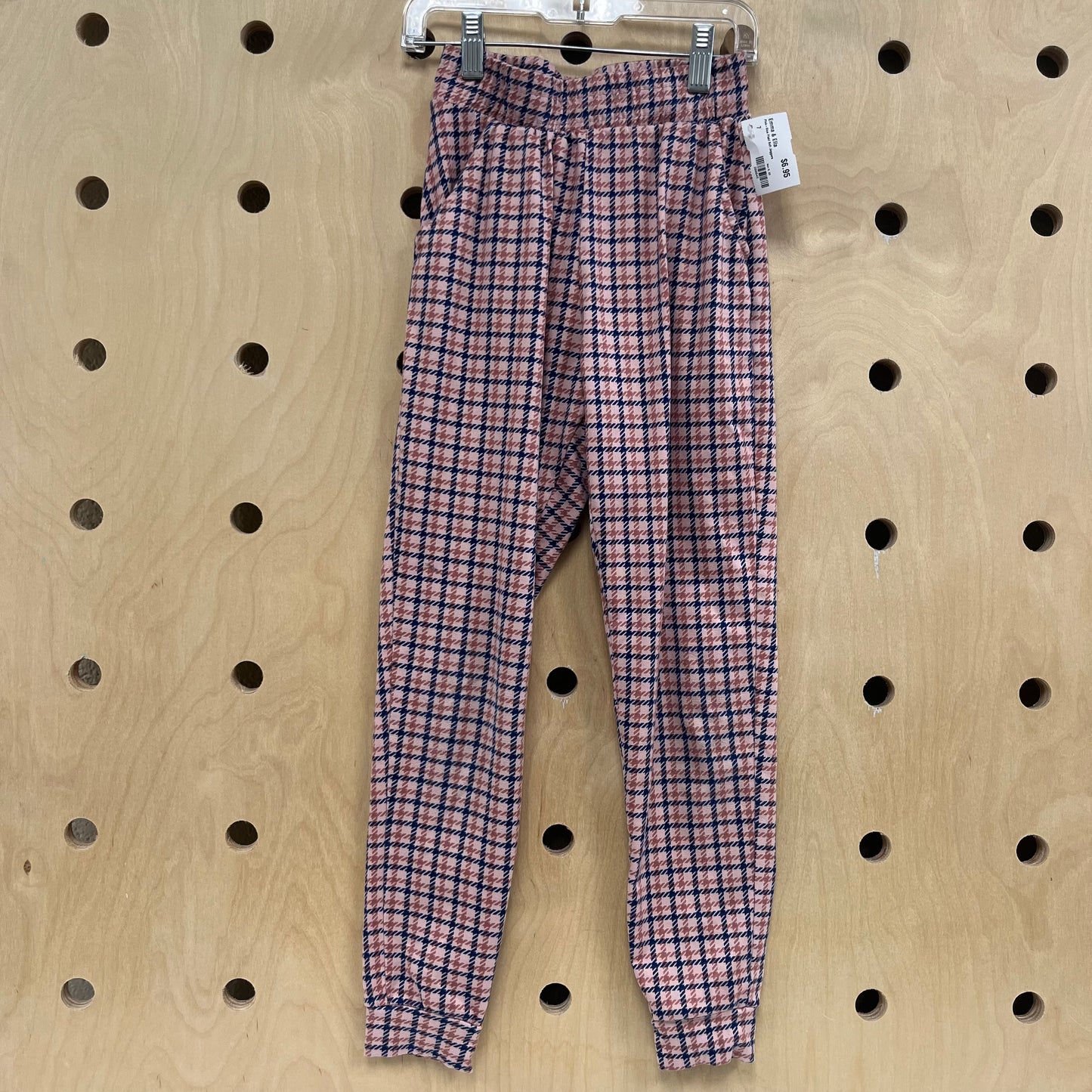 Pink+Blue Plaid Soft Joggers