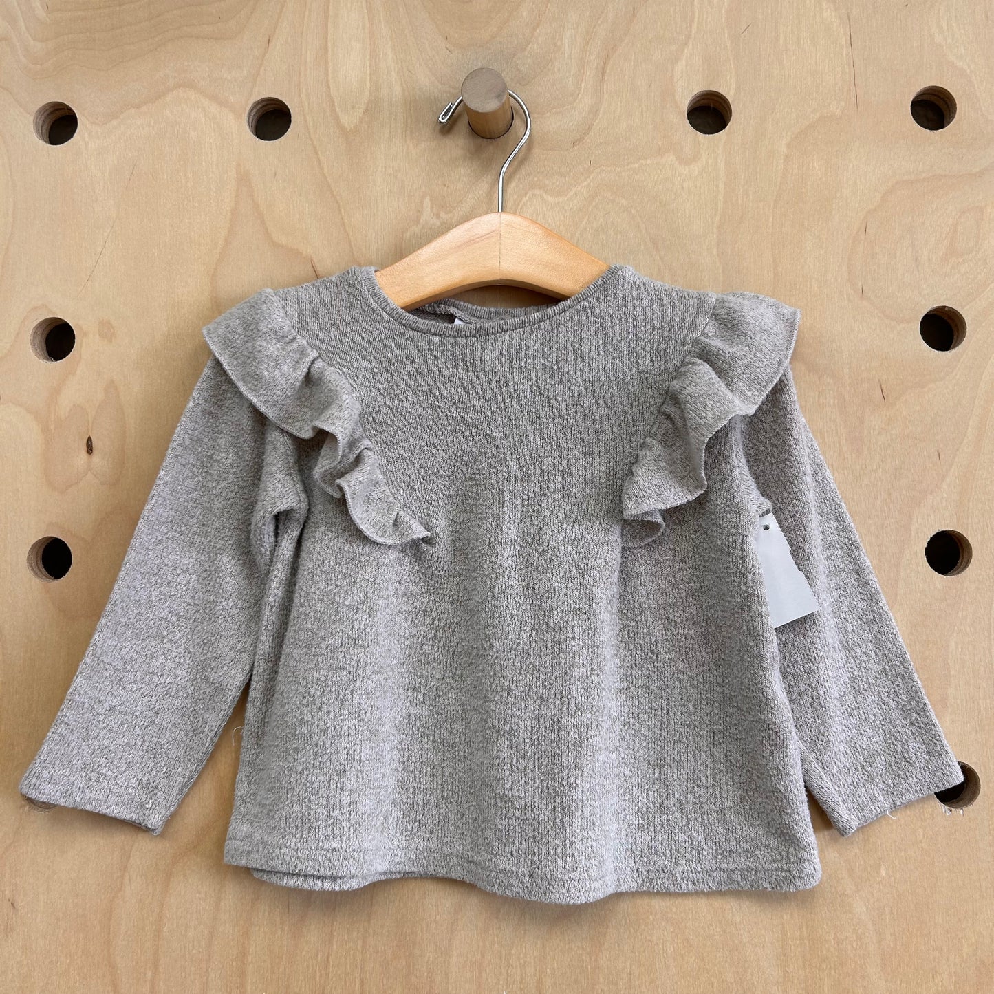 Tan Knit Ruffle Top