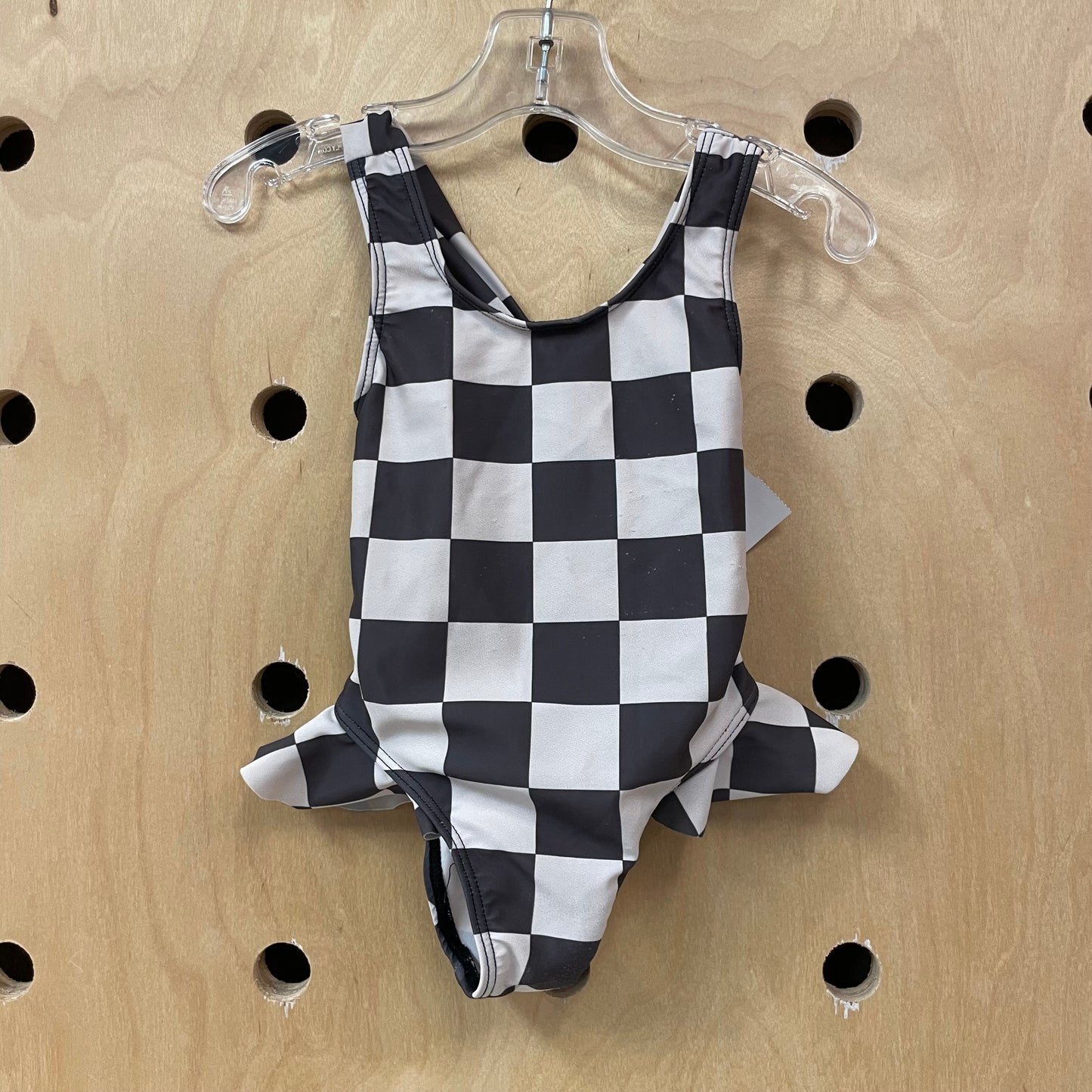 Taupe + Grey Checkered Swimsuit