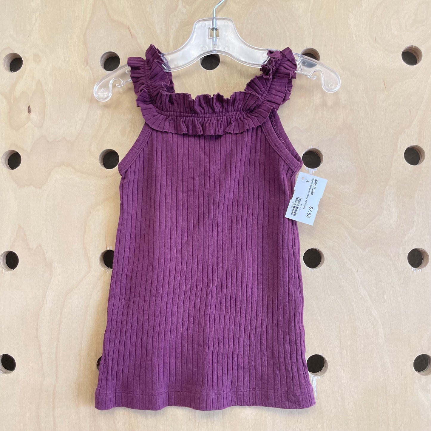 Organic Burgundy Ribbed Ruffle Tank