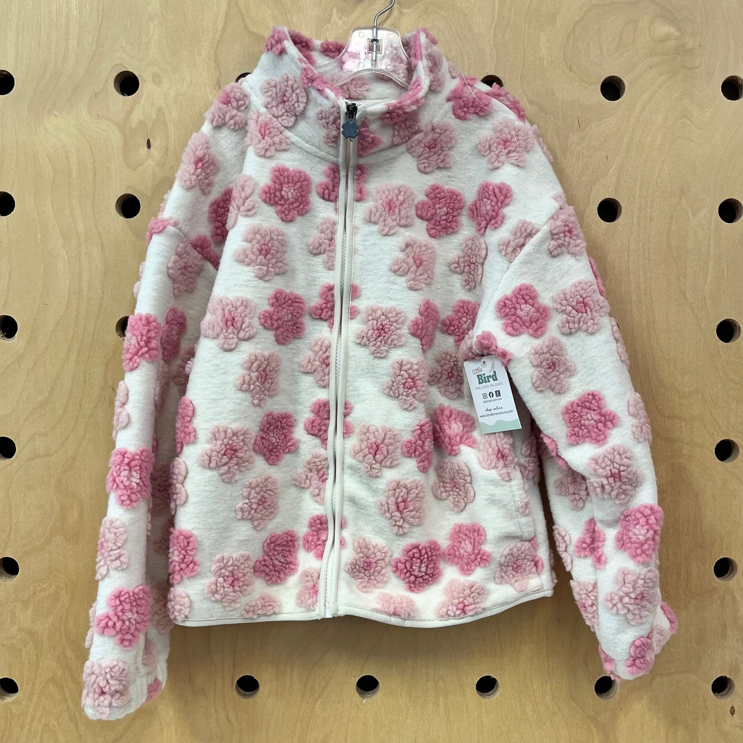 Pink Flowers Shearling Zip Jacket NEW!!