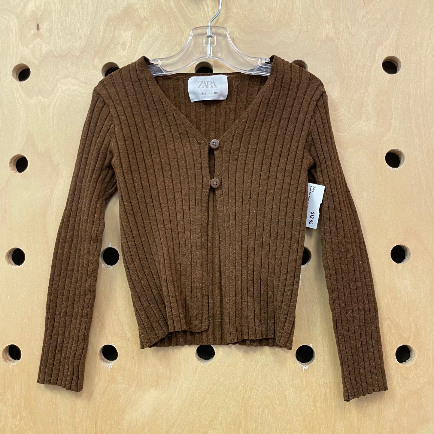 Brown Wide Ribbed Cardigan