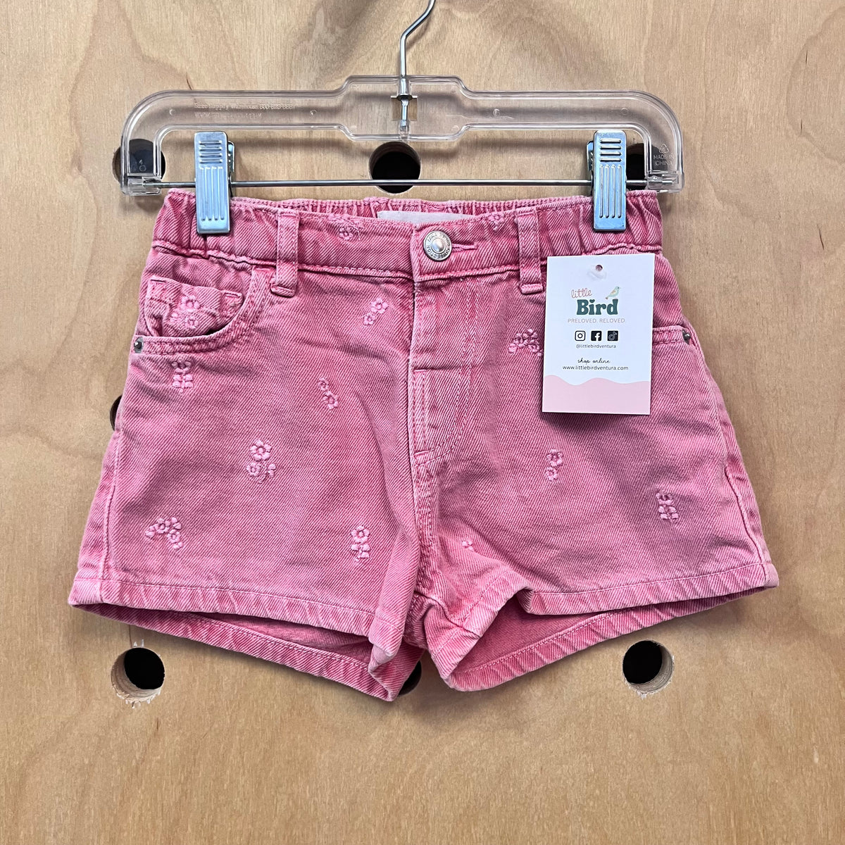 Pink Floral Denim Shorts
