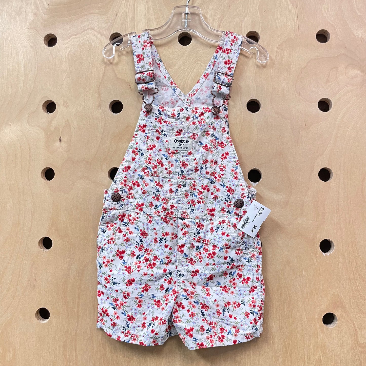 White & Red FLoral Shortalls