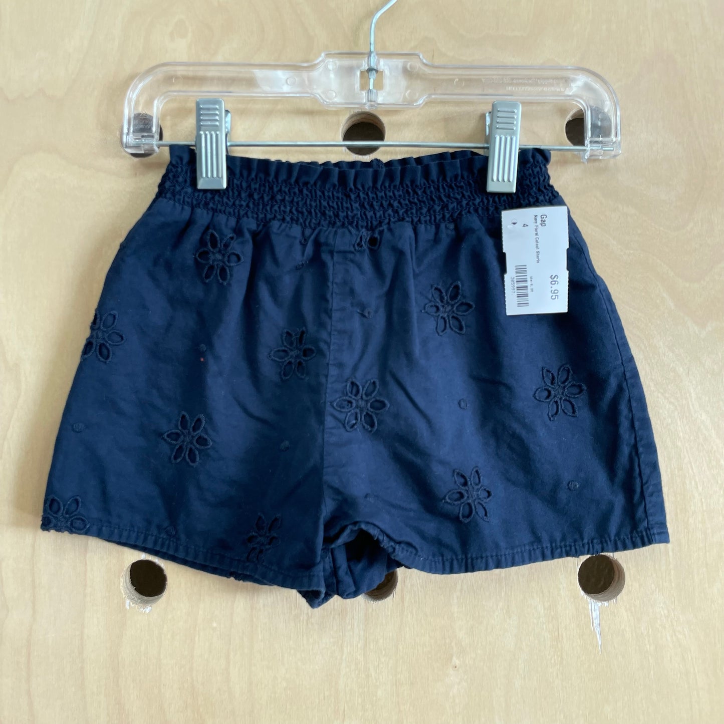 Navy Floral Cutout Shorts