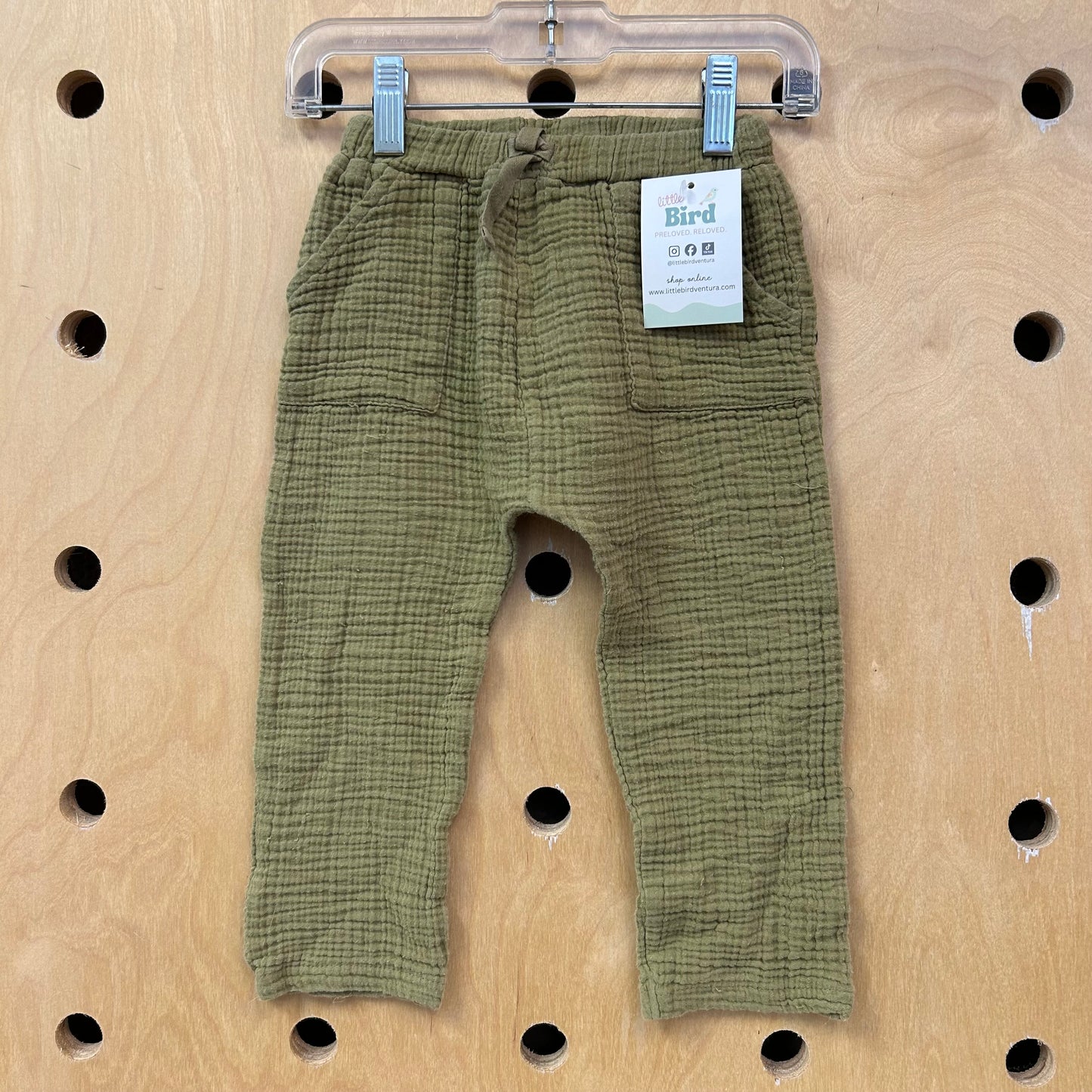 Organic Green Gauze Pull On Pants