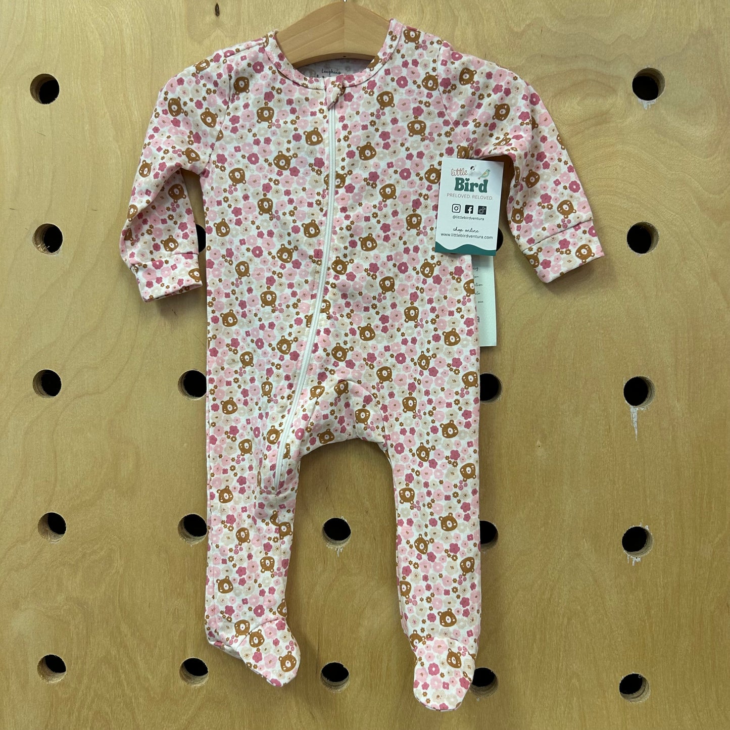 Pink Floral Teddy Zippy NEW!