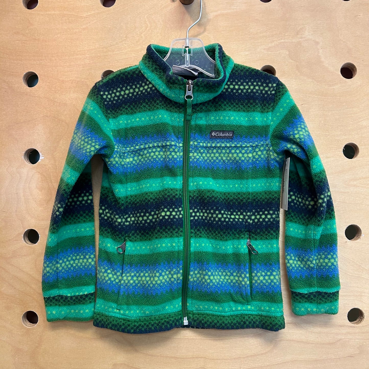 Green Striped Fleece Jacket