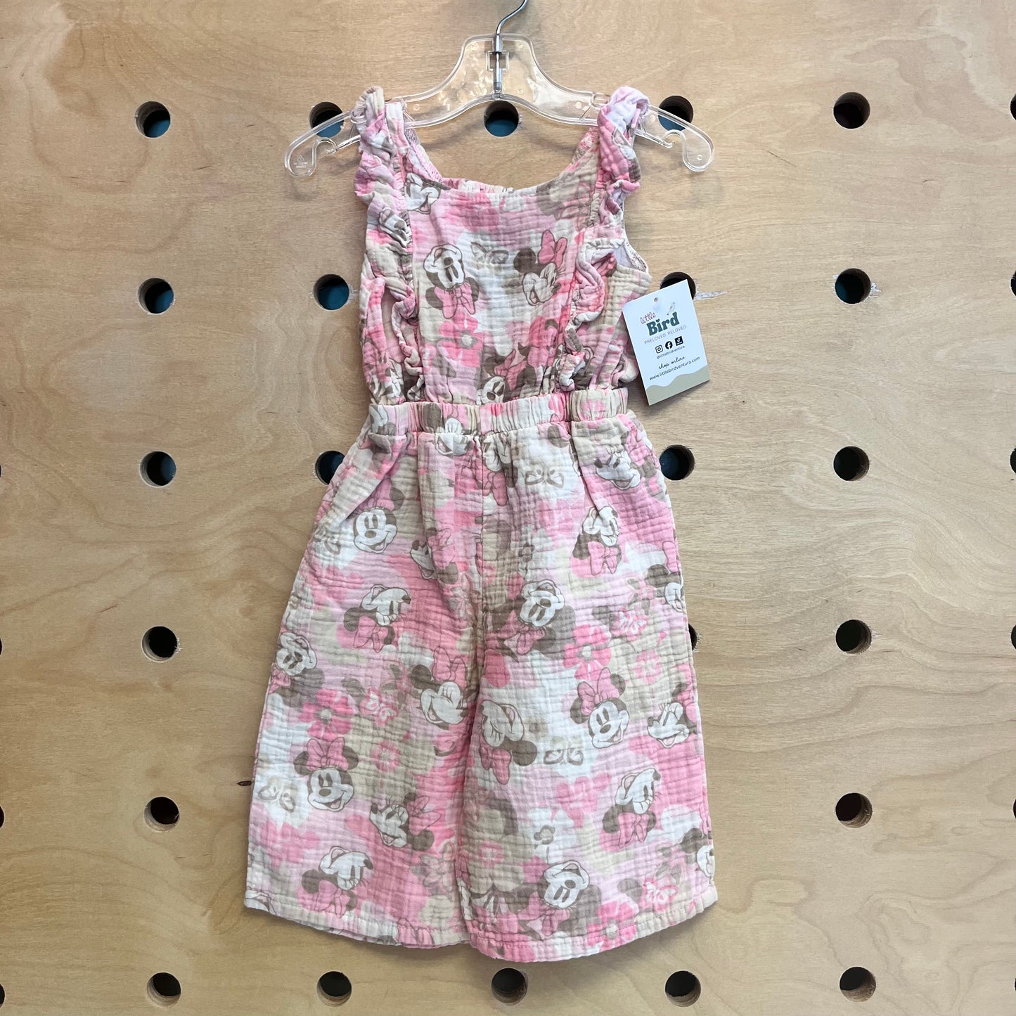 Pink/Tan Gauze Minnie Cotton Romper