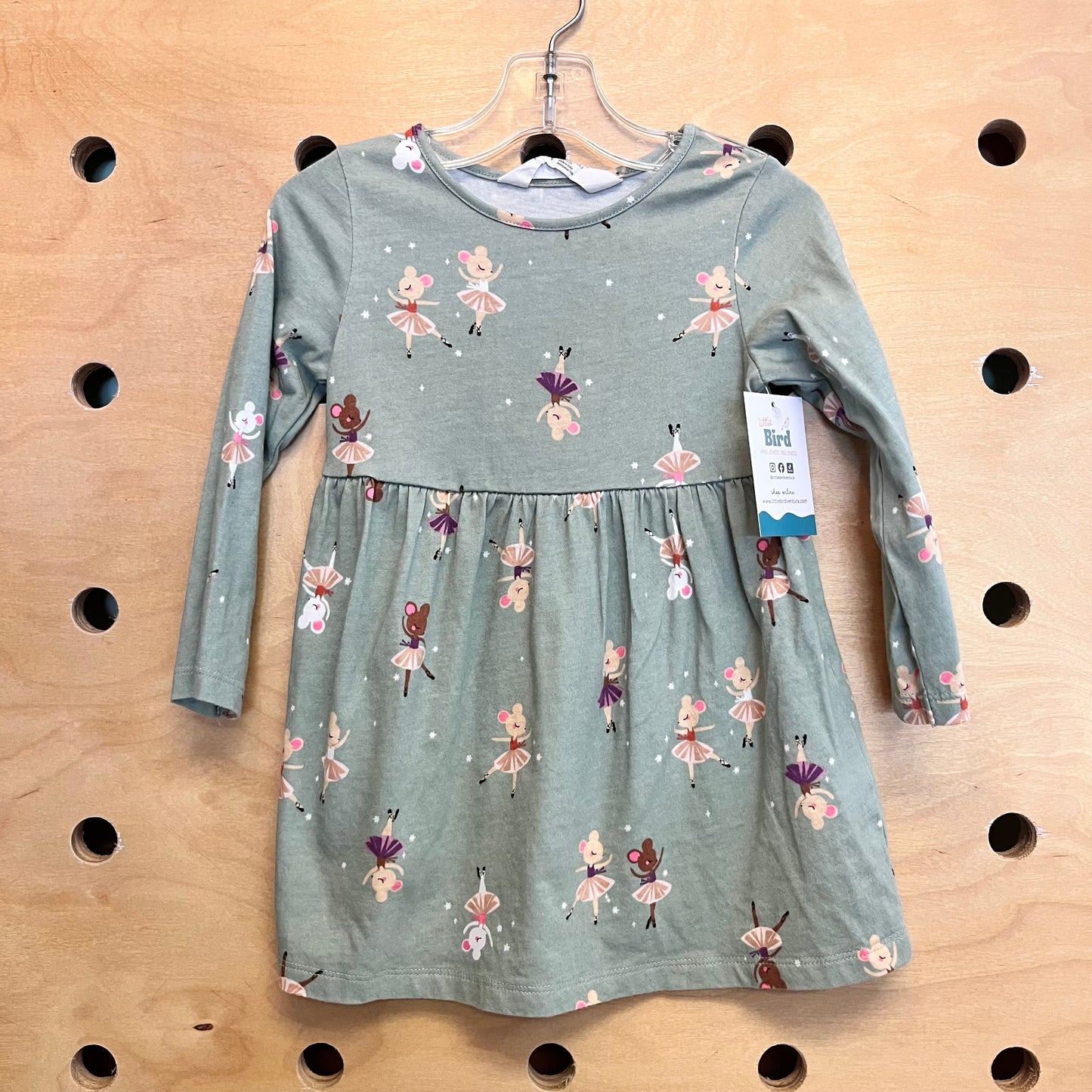 Mint Ballerina Mouse LS Dress