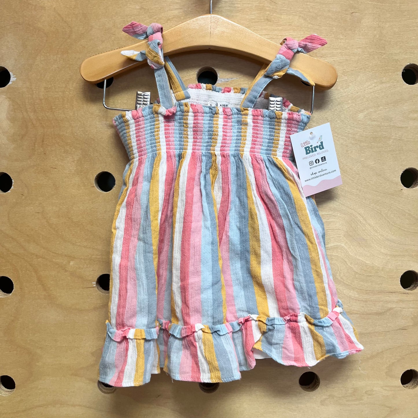 Pink/Blue Striped Dress & Bloomers