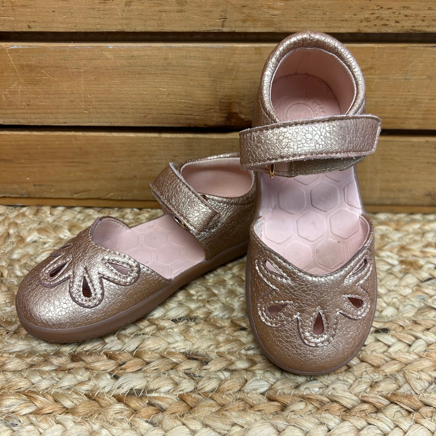 Rose Gold Velcro Mary Janes