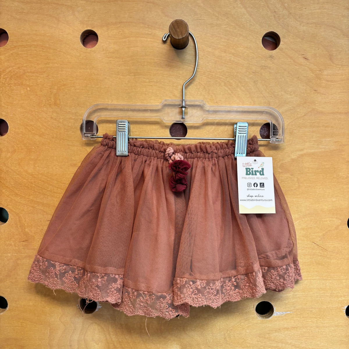 Muave Lace Trim Tulle Skirt