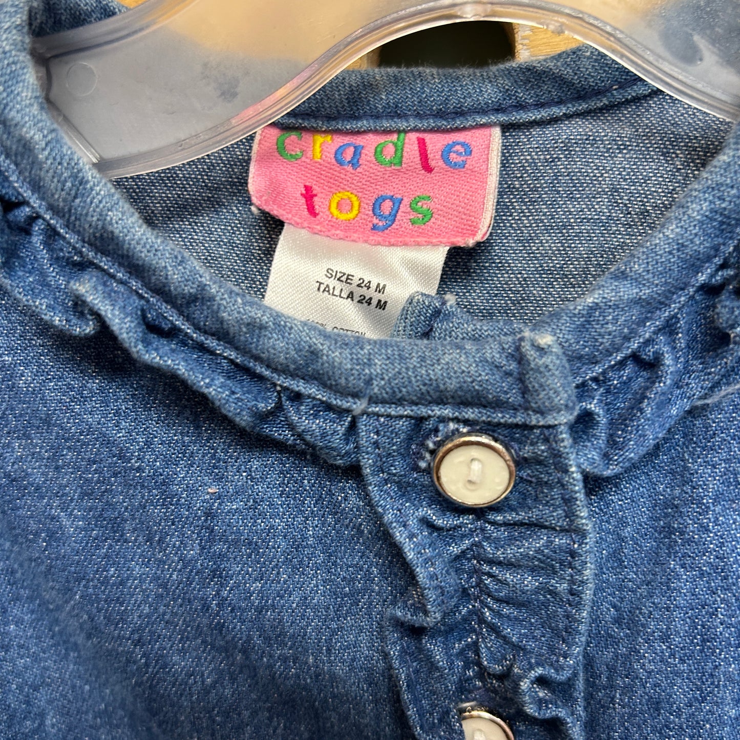 Cradle Togs Denim Teddy Bear Button Up