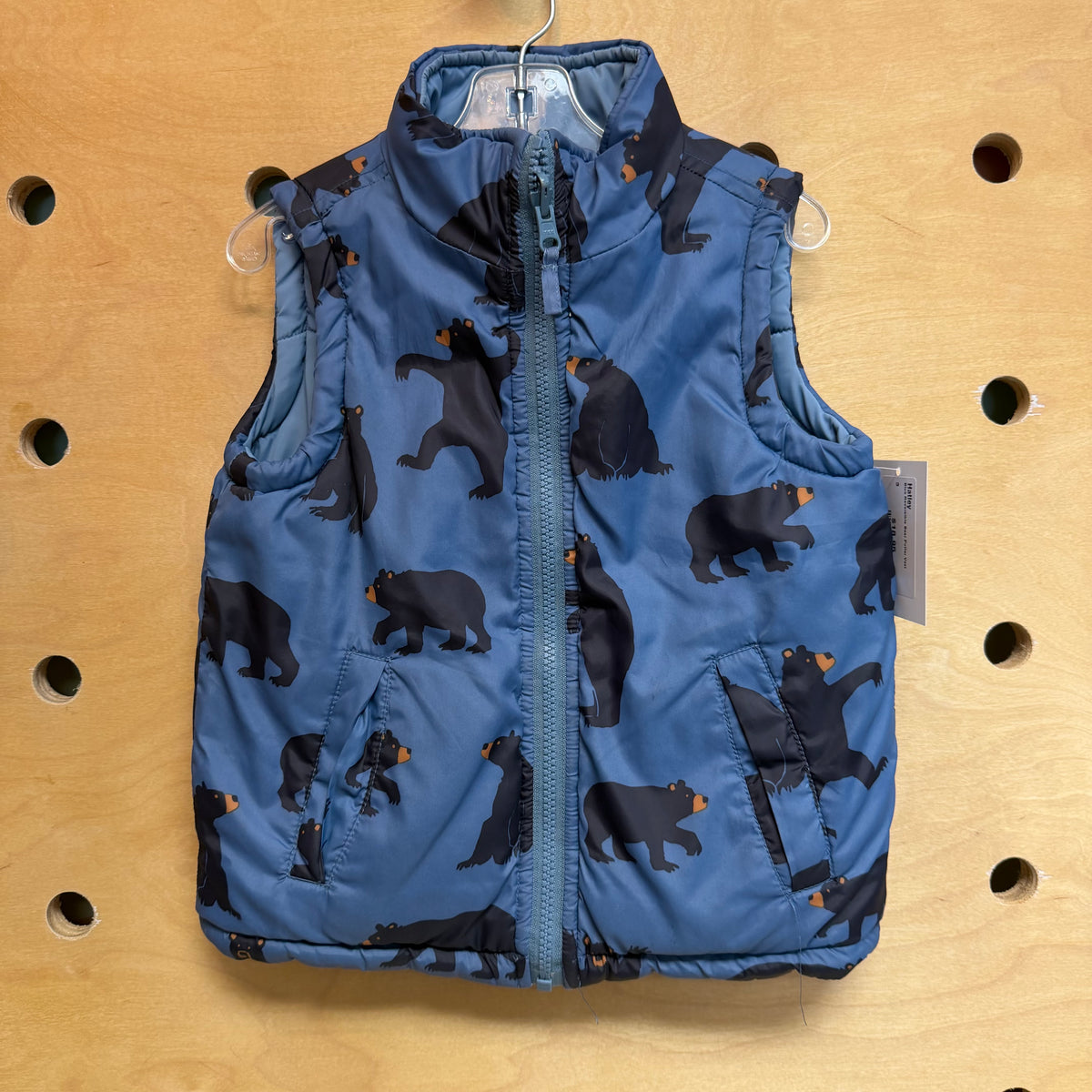 Blue Reversible Bear Puffer Vest