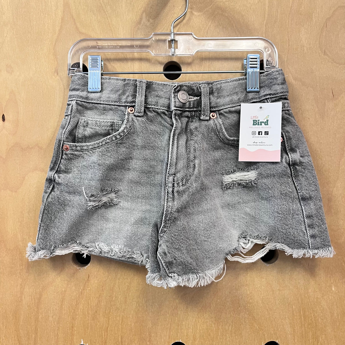 Grey Distressed Denim Shorts