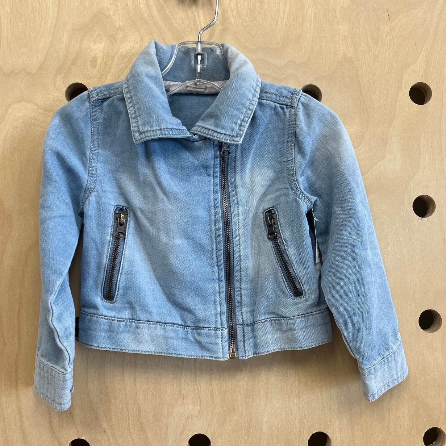 Light Wash Zippered Denim Jacket