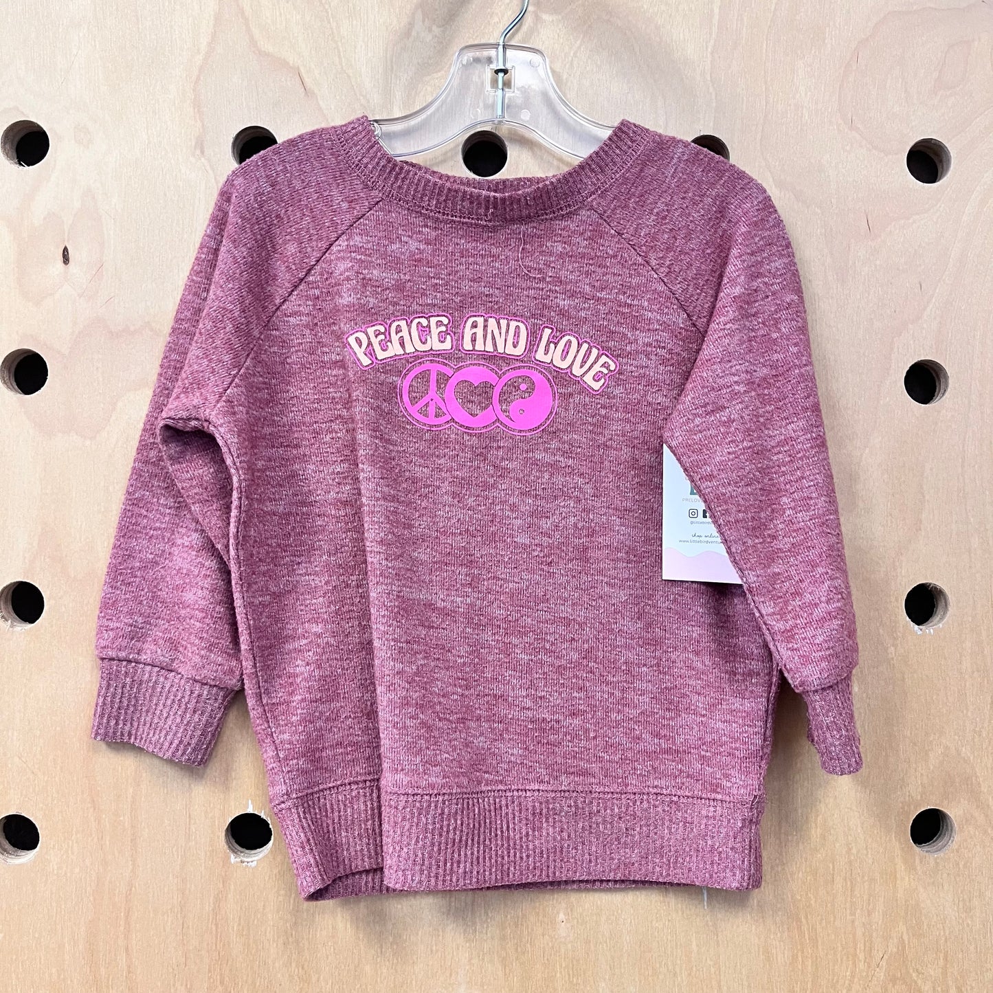Maroon Heathered Peace And Love LS