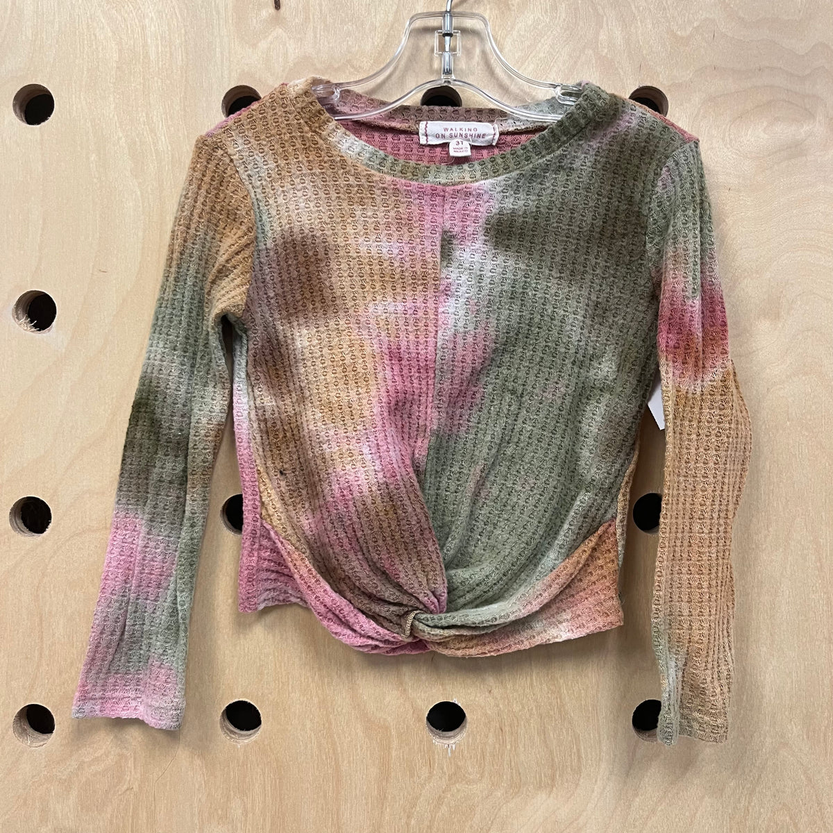 Rainbow Tie Dye Waffle Knit Long Sleeve