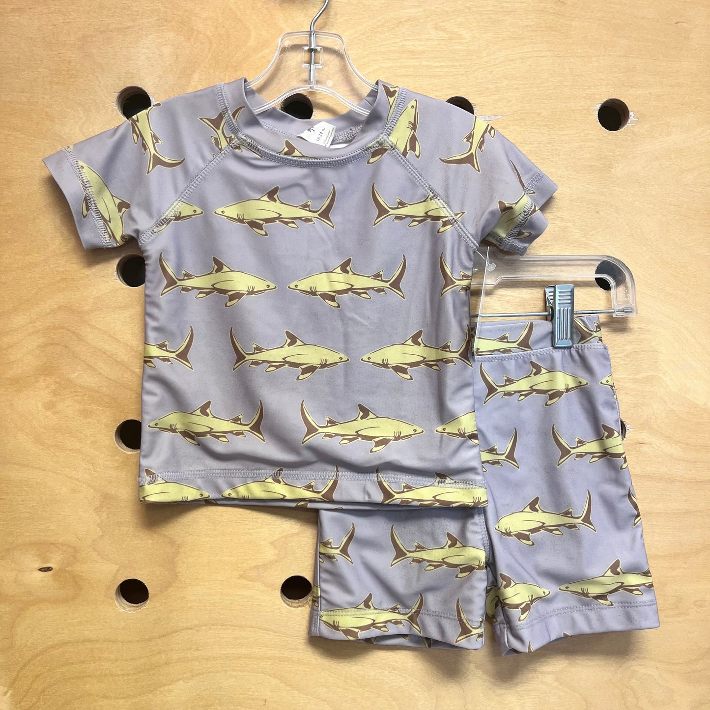 Grey/Yellow Sharks Swimsuit Set
