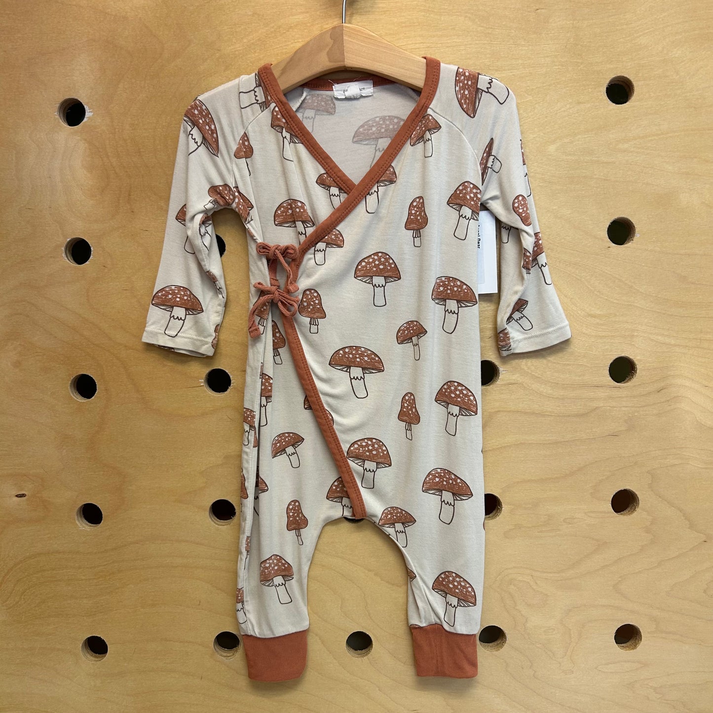 Tan/Brown Mushroom Tie Romper