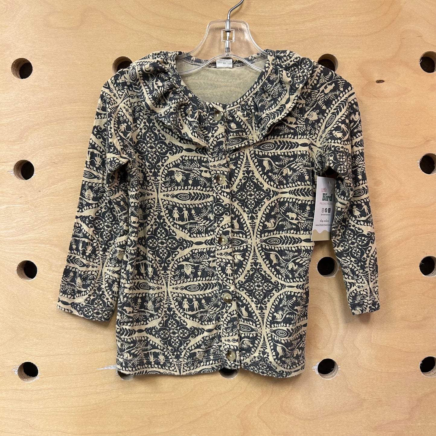 Taupe/Grey Bamboo Demask Woodland Top