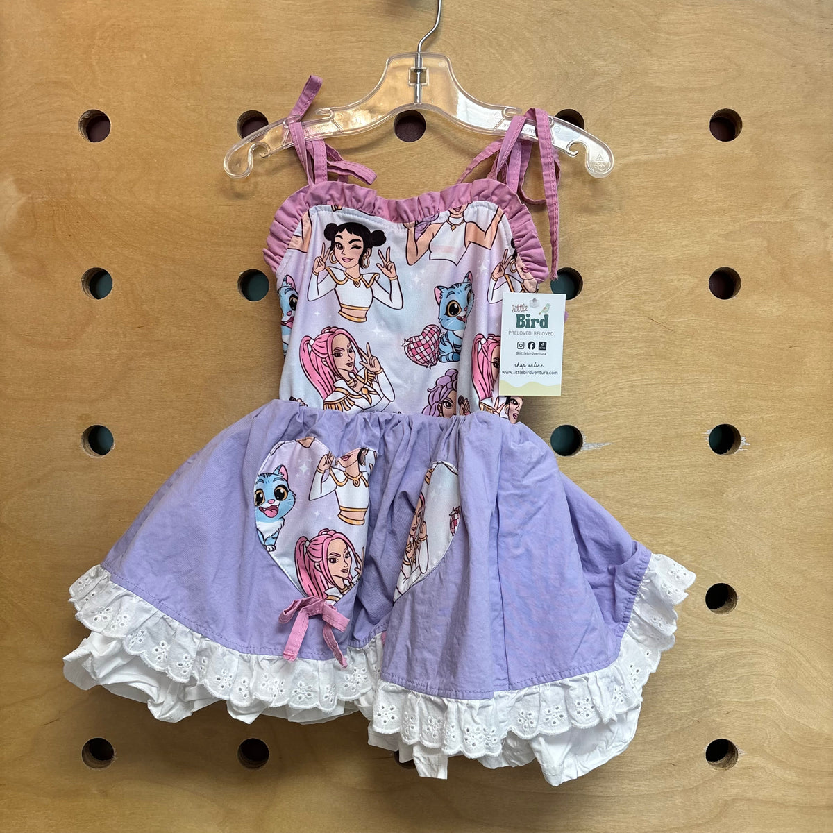 Purple K Pop Eyelett Trim Dress