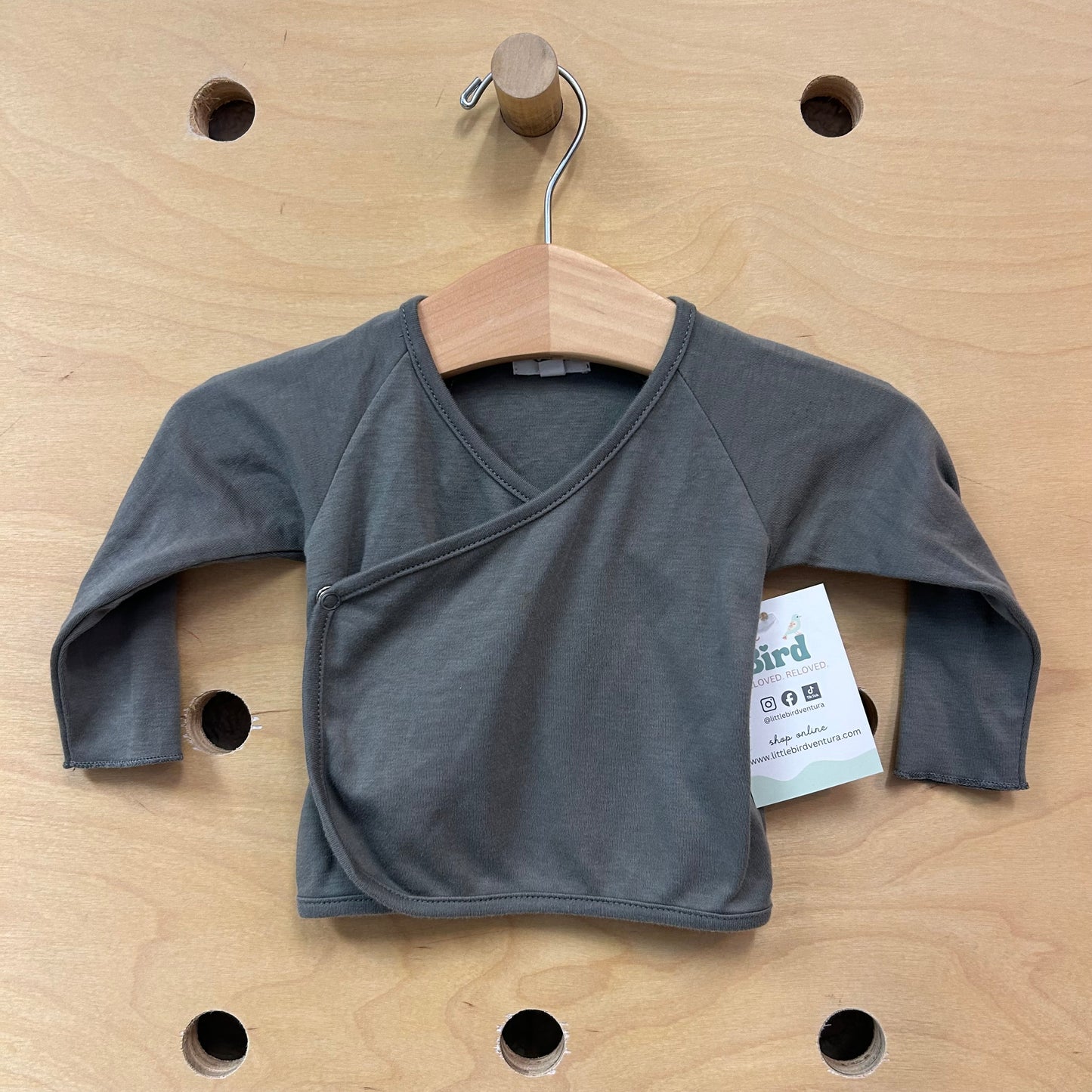 Organic Grey Wrap Snap Top