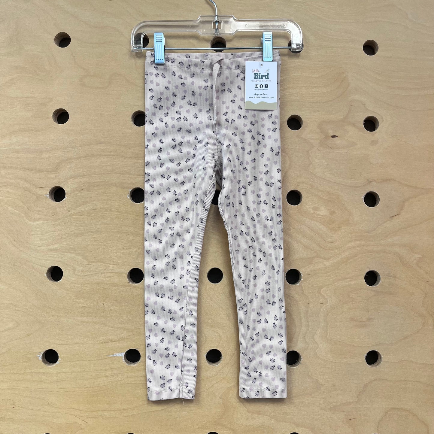 Pink Ladybugs/Hearts Ribbed Leggings