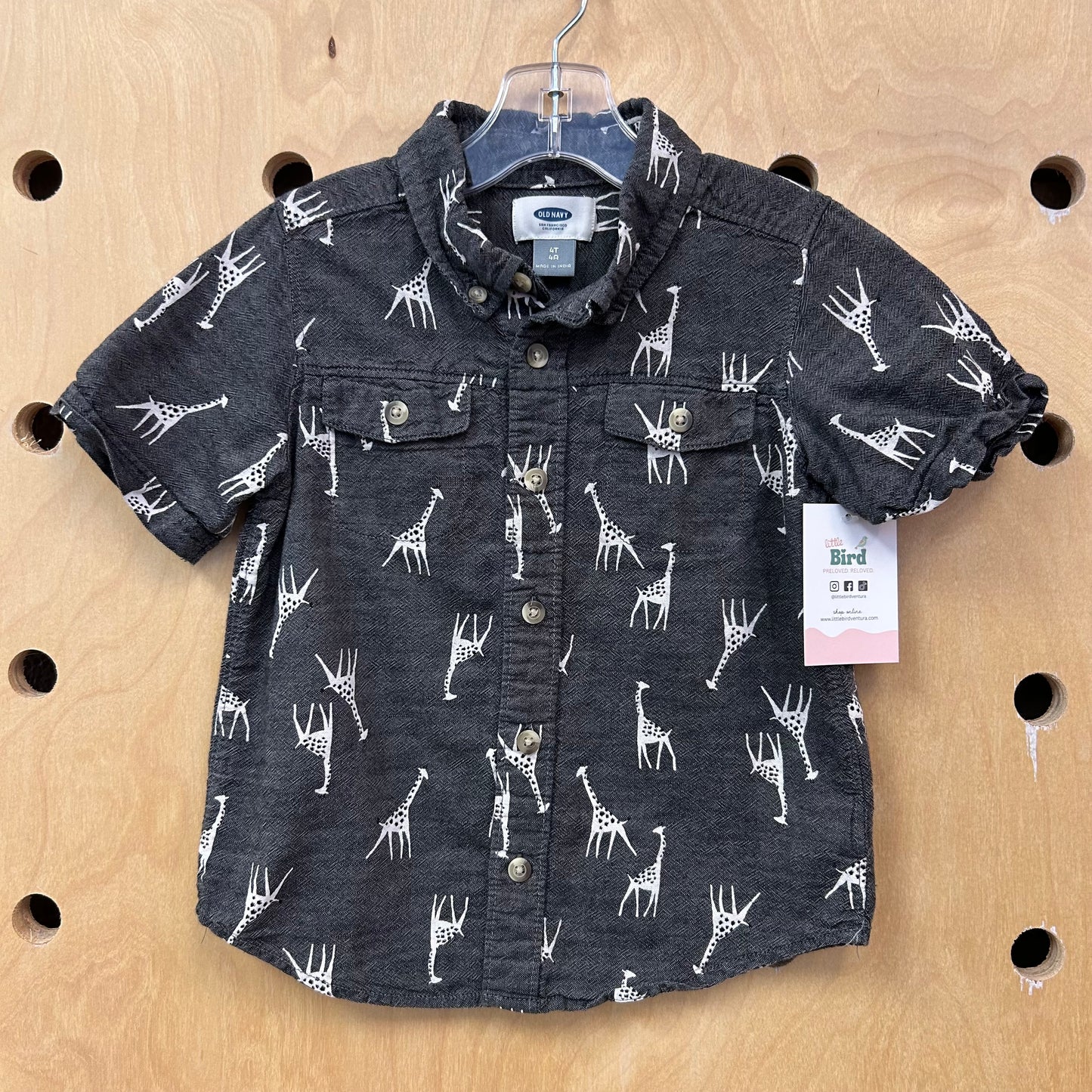 Grey Giraffe Button Up Shirt