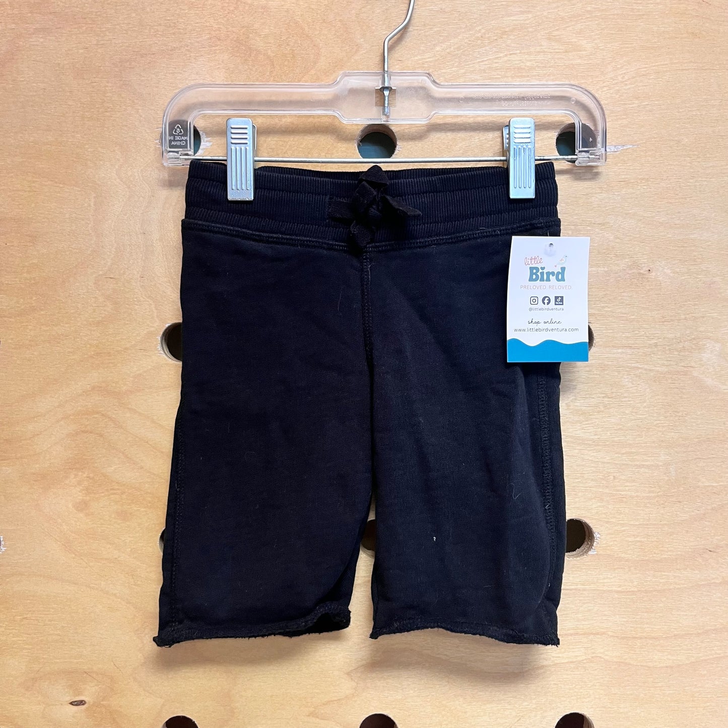 Black Drawstring Cotton Shorts