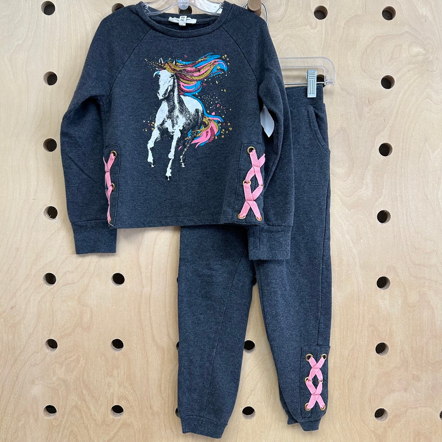 Grey Side Tie Unicorn Outfit