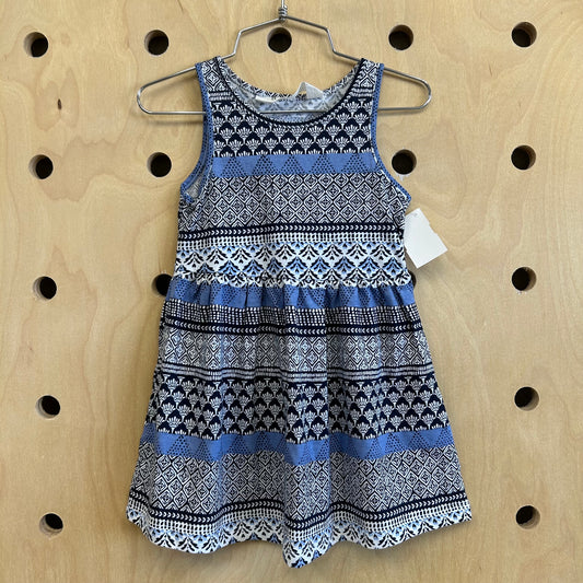 Blue+Navy Patterned Dress