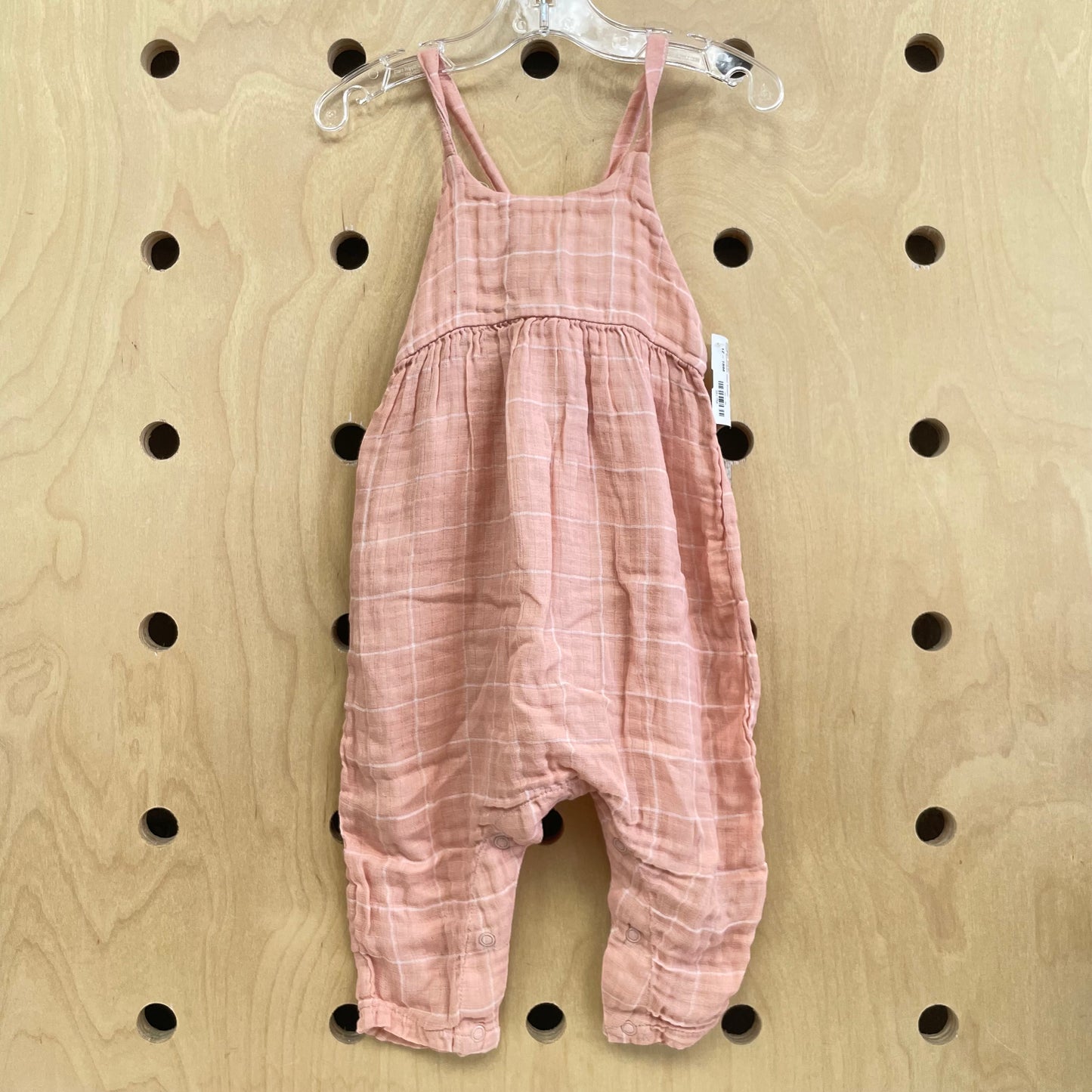 Peach Windowpane Gauze Romper
