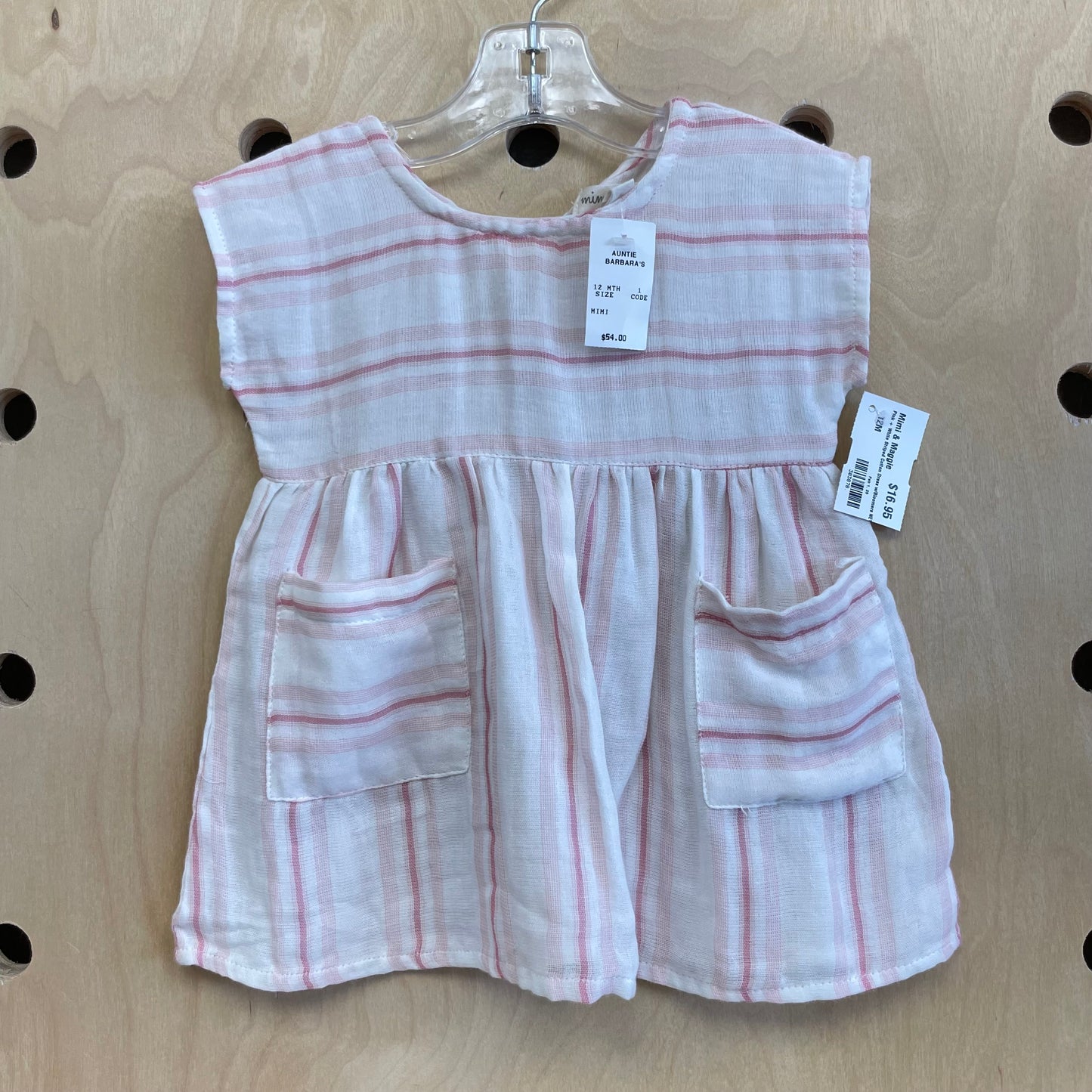 Pink + White Striped Cotton Dress w/Bloomers NEW!